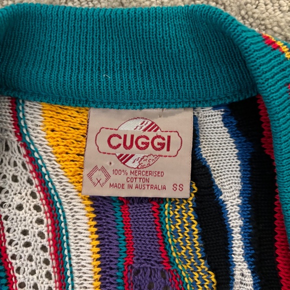 COOGI CUGGI men’s retro 70s style button down sweater cardigan size S - Picture 2 of 4